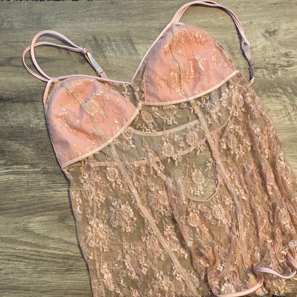 Plus Size Pink Lace Babydoll